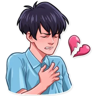 💔 triste, coração partido, emoção, dor, desilusão amorosa, anime, desenho animado telegram sticker