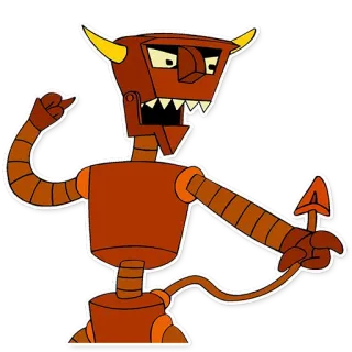 😈 diavolo, robot, cartone animato, arrabbiato, freccia, corna telegram sticker