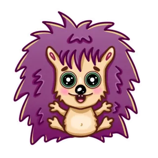 😃 hérisson, dessin animé, animal, mignon, autocollant, illustration whatsapp sticker