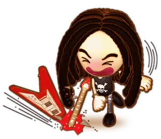 😤 guitar, rockstar, cartoon, skull, music, heavy metal telegram sticker