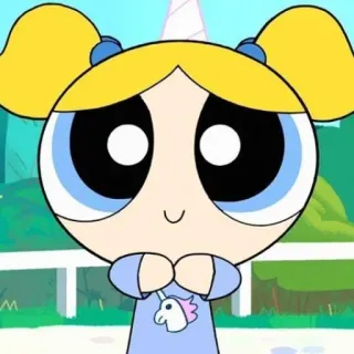 ☺ Bubbles The Powerpuff Girls desenho animado, Docinho, As Meninas Superpoderosas, fofo, personagem telegram sticker