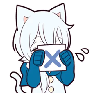 ❌ Anime, Kat, Verdrietig, Kruis, Sticker whatsapp sticker