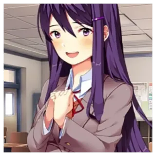 😃 Yuri Doki Doki Literature Club! Anime, Manga, Videospiel, Doki Doki Literature Club!, Yuri, Süß, Schulmädchen, Anime Mädchen telegram sticker