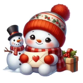 🧸 ตุ๊กตาหิมะ, ฤดูหนาว, วันหยุด, คริสต์มาส, น่ารัก, หิมะ, รื่นเริง, หัวใจ whatsapp sticker