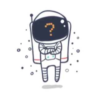 ❓ astronauta, espaço, ponto de interrogação, desenho animado, adesivo telegram sticker