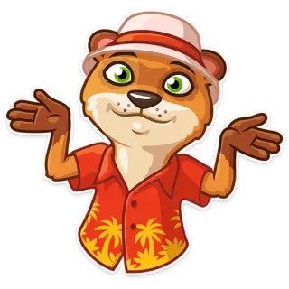 🤷 Loutre, Dessin animé, Animal, Plage, Chapeau, T-shirt, Tropical telegram sticker