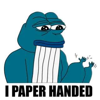 😭 Pepe I PAPER HANDED пепе, мем, слабые руки, крипто, трейдинг whatsapp sticker
