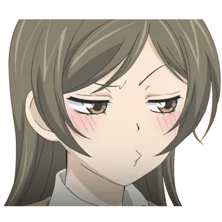 😚 Anime, Ragazza, Broncio, Compiaciuta, Espressione telegram sticker