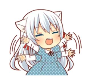 😆 Anime, Kawaii, Chibi, Carino, Orecchie da gatto, Felice telegram sticker