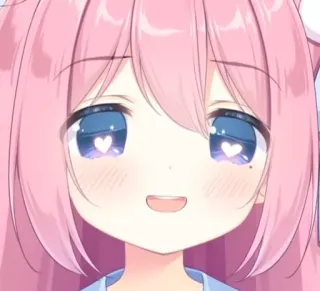 🥺 Anime, Chica, Linda, Ojos de corazón, Kawaii, Pelo rosa, Dibujo animado whatsapp sticker