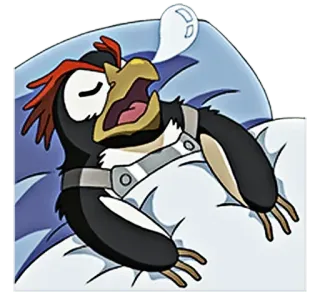 🔷 sonno, dormire, uccello, carino, cartone animato telegram sticker