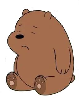 😔 Grizz We Bare Bears くま, 漫画, 悲しい, 座る telegram sticker