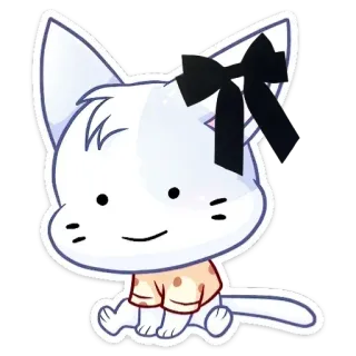 ☺ 猫, 動物, 可愛い, かわいい, 漫画, ステッカー, リボン telegram sticker