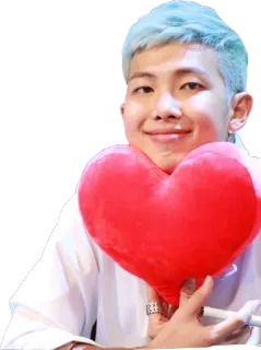 ♥ K-Pop, idol, Korean, smiling, heart, blue hair, Asian, man telegram sticker