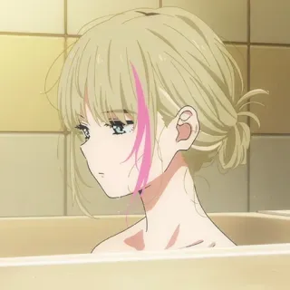 🙁 Anime, Mädchen, traurig, Badezimmer, Dusche, niedlich telegram sticker