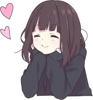 🐹 Anime, Chibi, Dễ thương, Cô gái, Trái tim, Kawaii telegram sticker