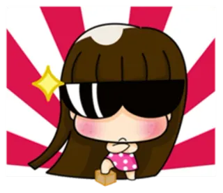 😎 cartoon, girl, sunglasses, cute, kawaii whatsapp sticker