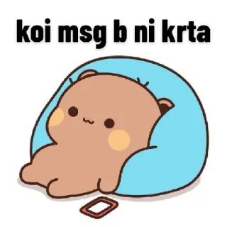 😒 koi msg b ni krta bear, cartoon, cute, sad, lonely, kawaii whatsapp sticker