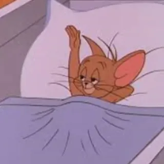 🌱 Jerry cartoon, muis, slaperig, bed, tom en jerry, ochtend whatsapp sticker