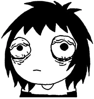 😨 kreskówka, emo, zmęczony, oczy, postać, ilustracja, rysunek telegram sticker