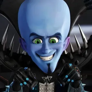 🌟 Megamind Megamind, méchant, super-vilain, dessin animé, animé, bleu, Dreamworks telegram sticker