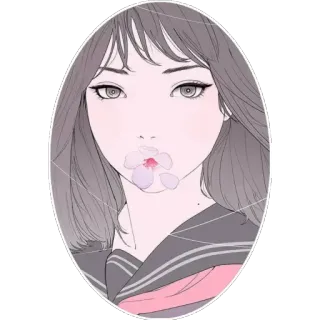🌸 anime girl, flower, portrait, school uniform telegram sticker