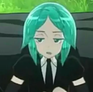 😐 Phosphophyllite Houseki no Kuni anime, character, phosphophyllite, houseki no kuni, green hair, bored, gem telegram sticker