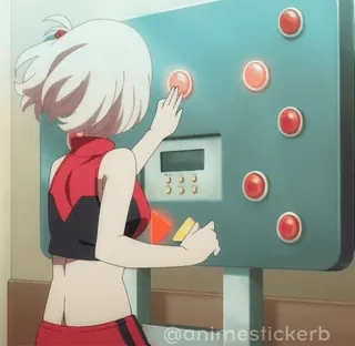 👻 Anime, Dziewczyna, Czerwony, Maszyna, Naklejka, Kreskówka whatsapp sticker