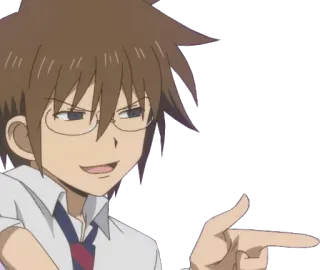 😉 Anime, Personnage, Pointage, Lunettes, Homme telegram sticker