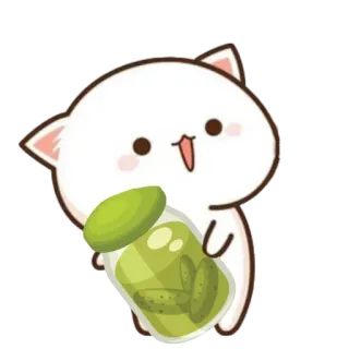 🥒 cat, kawaii, cute, pickles, food whatsapp sticker