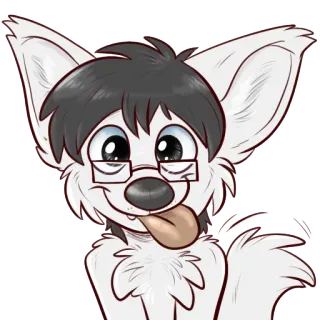 😋 cachorro, peludo, desenho animado, óculos, branco, animal telegram sticker