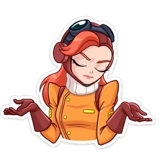 🤷‍♂️ การ์ตูน, เด็กผู้หญิง, สับสน, นักบิน, ยักไหล่, ผู้หญิง telegram sticker