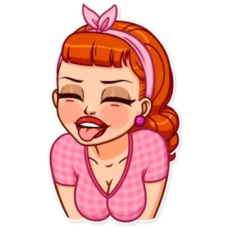 😝 dibujo animado, mujer, pegatina, lengua, pin-up, chica telegram sticker