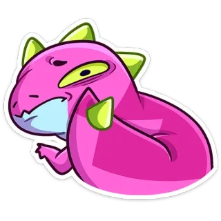 😰 dessin animé, dinosaure, lézard, animal, rose, mignon, autocollant, détendu telegram sticker