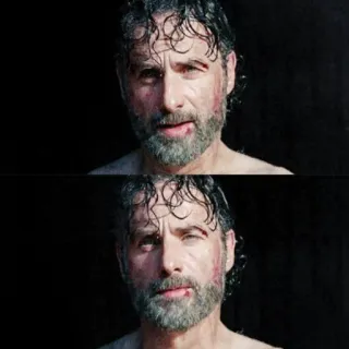 😕 Rick Grimes The Walking Dead The Walking Dead, Rick Grimes, blood, violence telegram sticker