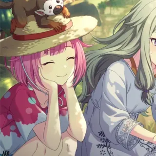 ☺️ anime, girls, friendship, cute, hat, monkey whatsapp sticker