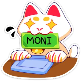 🤑 MONI cat, money, laptop, cartoon, business, finance, wealth whatsapp sticker