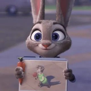 🙁 Judy Hopps Zootopia animal, lapin, carotte, dessin animé, anthropomorphe, zootopie telegram sticker