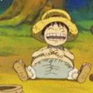 👒 Monkey D. Luffy One Piece Anime, Pirata, Sombrero de paja, Feliz, Manga telegram sticker