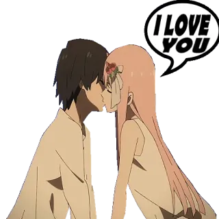 🥰 I LOVE YOU Аниме, Поцелуй, Любовь, Пара, Романтика telegram sticker