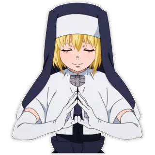 🙏 anime, nun, prayer, character, manga, religious whatsapp sticker