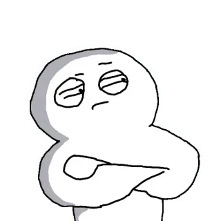 😒 weiße Figur, Cartoon, verschränkte Arme, gelangweilt, Ausdruck, Sticker telegram sticker