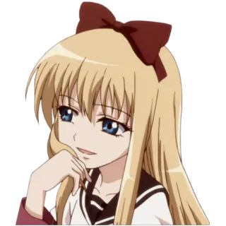 😊 Anime, Cô gái, Tóc vàng, Nơ, Dễ thương, Hoạt hình whatsapp sticker