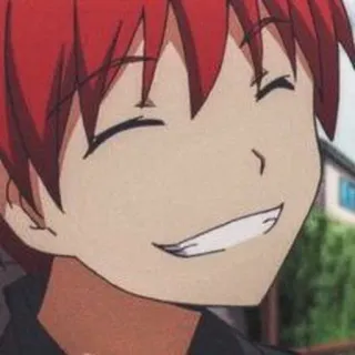 🤟 anime, cabelo ruivo, sorriso, menino, desenho animado, ilustração whatsapp sticker