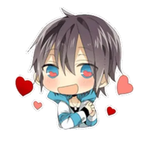 ❤ Anime, Chibi, Mignon, Coeurs, Dessin animé, Illustration whatsapp sticker