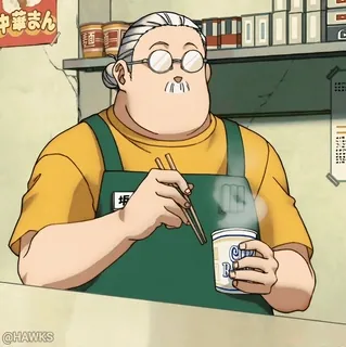 🍜 中華まん food, asian food, anime style, character, man, chopsticks, cartoon whatsapp sticker