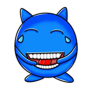 😂 blau, emoji, fröhlich, lachen, tränen, cartoon, lustig, süß telegram sticker