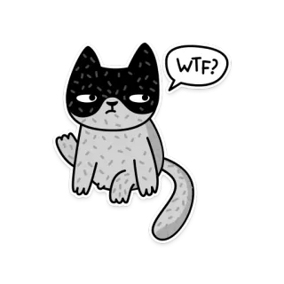 😒 WTF? 고양이, 가운데 손가락, 불쾌한, 만화, 동물, 유머 telegram sticker