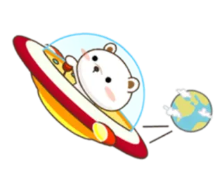 👽 oso, alien, tierra, planeta, ovni, dibujo animado, espacio, platillo volador telegram sticker