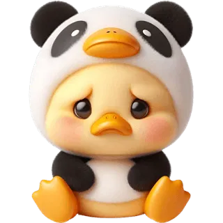 😞 lindo, pollito, panda, animal, kawaii, dibujo animado, pegatina telegram sticker
